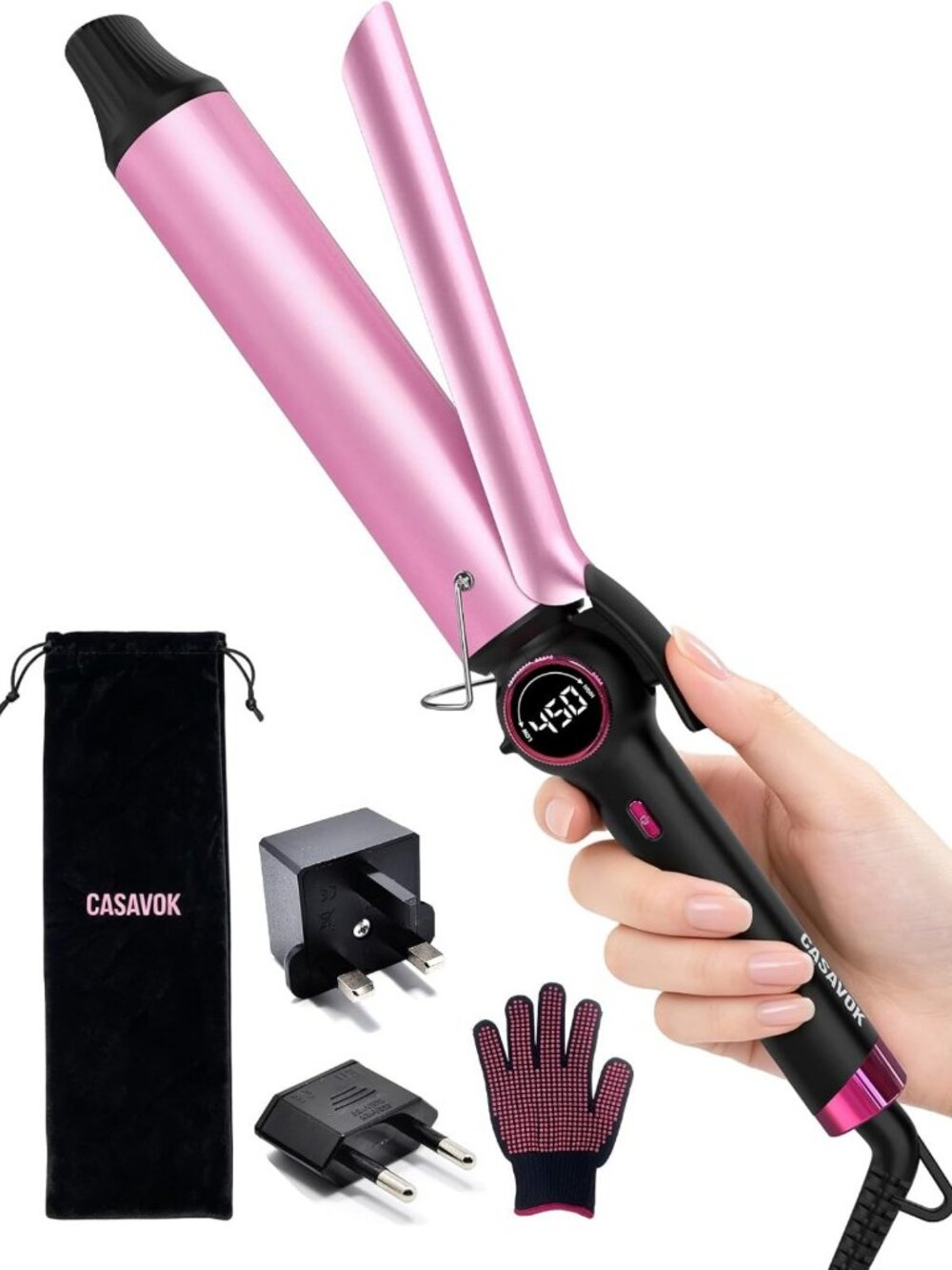 1.5-Inch Large Curling Iron, Extended Ceramic Barrel, Dual Voltage for Travel